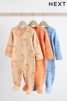 Portocaliu Tigru - Pachet cu 3 pijamale cu fermoar Bebeluși (0 luni - 2 ani) (N45117) | 141 LEI - 157 LEI
