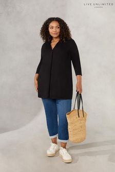 Live Unlimited Curve Pleat Front Jersey Black Tunic (N45186) | €24