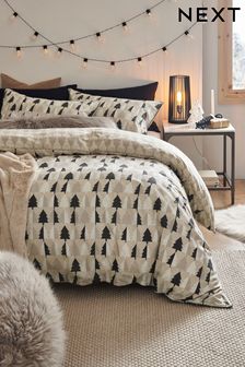Monochrome Reversible Mono Christmas Trees Cotton Rich Duvet Cover and Pillowcase Set (N45270) | 27 € - 67 €