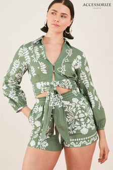 Accessorize Green Ornamental Tie Front Shirt (N45473) | 27 €