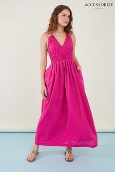 Roza enobarvna poletna obleka s paščki Accessorize (N45529) | €28