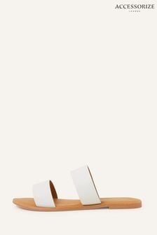 Accessorize Slider aus Leder mit zwei Riemen, Weiss, weite Passform (N45579) | 25 €