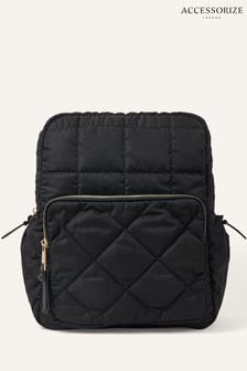Accessorize Black Quilted Nylon Laptop Backpack (N45586) | $88