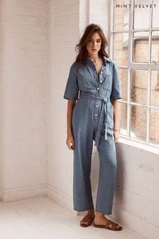 Mint velvet denim jumpsuit on sale