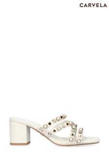 Carvela Cream Precious Block Sandals (N45722) | $255