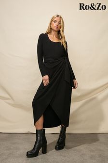 Ro&zo Sleeved Scoop Neck Wrap Jersey Dress (N45822) | NT$3,690
