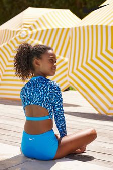 Blau - Nike Swim Langärmeliges Bikini-Set mit Animalprint (N45907) | 41 €