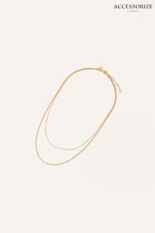 Accessorize 14ct Gold Plated Tone Sparkle Chain Layered Necklace (N45928) | €32