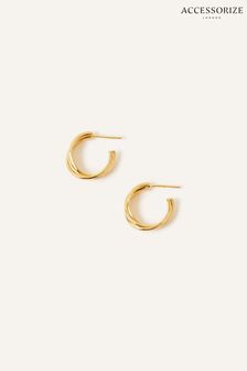 Accessorize 14ct Gold-Plated Small Twist Hoop Earrings