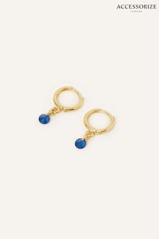 Accessorize Blue 14ct Gold Plated Sparkle Huggie Hoops (N45956) | LEI 95