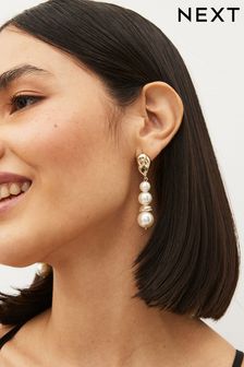 Gold Tone Pearl Drop Earrings (N46041) | ₪ 40