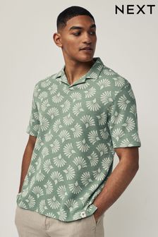 Grün/Weiß - Strukturiertes, bedrucktes Polo-Shirt (N46061) | 42 €