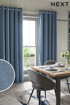 Light Blue Sumptuous Velvet Eyelet Lined Curtains (N46114) | €114 - €266