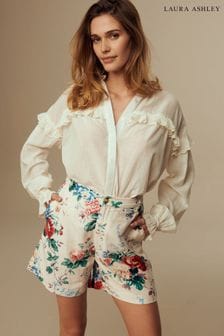 Laura Ashley Cream Linen Blend Floral Shorts (N46145) | €43