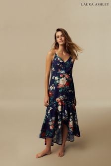 Laura Ashley Navy Floral Asymmetric High Low Dress (N46156) | SGD 116
