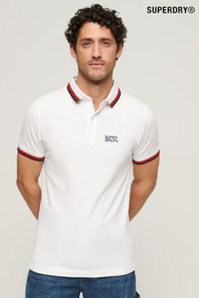 Superdry White Sportswear Relaxed Tipped Polo Shirt (N46292) | $49