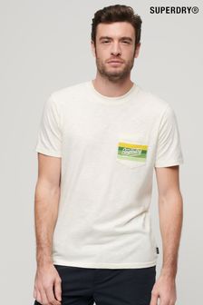 Superdry White Cali Striped Logo T-Shirt (N46301) | €46