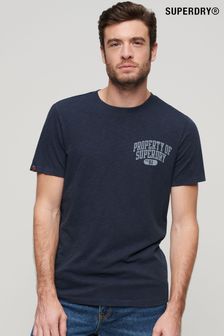 Superdry Blue Athletic College Graphic T-Shirt (N46303) | SGD 58