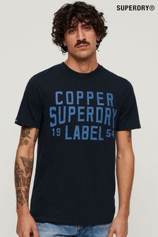 Синий - Superdry футболка с принтом медного цвета (N46339) | €46