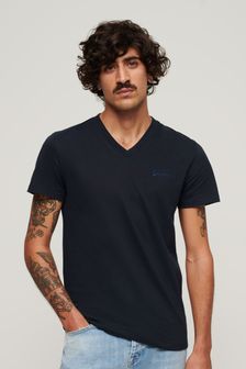 Blau - Superdry Vintage Vee T-Shirt mit Logostickerei (N46354) | 30 €