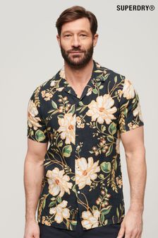 Superdry Black Short Sleeve Hawaiian Printed Shirt (N46398) | KRW128,100