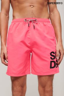 Superdry Pink Sportswear Logo 17" Swim Shorts (N46445) | SGD 77
