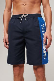 藍色 - Superdry Sportswear Logo 19'' Board Shorts (N46453) | NT$2,100