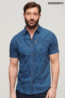 Синий - Рубашка с короткими рукавами Superdry Vintage Loom (N46456) | €68