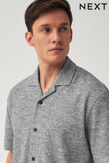 Blue Textured Jersey Short Sleeve Shirt (N46526) | €36