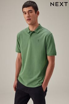 Green Regular Fit Short Sleeve Pique Polo Shirt (N46533) | 93 SAR