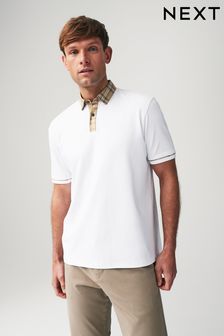 Weißes Karomuster - Polo-Shirt mit elegantem Kragen (N46547) | 42 €