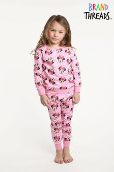 Brand Threads Girls Official Disney Minnie Mouse Organic Cotton Pyjamas Age 2-6 Years