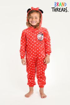 Brand Threads Red Disney Minnie Mouse Girls Hooded Onesie (N46608) | SGD 39