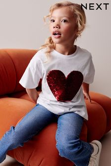 Red/White Sequin Heart T-Shirt (3-16yrs) (N46634) | R165 - R256