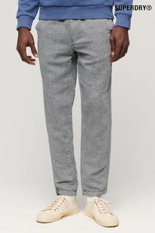 Серый - Superdry Drawstring Linen Trousers (N46678) | €99
