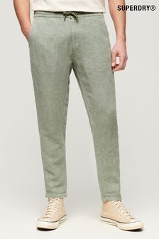 أخضر - Superdry Drawstring Linen Trousers (N46681) | 34 ر.ع