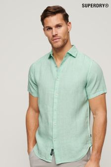 Зеленый - Повседневная льняная рубашка с короткими рукавами Superdry Studios (N46730) | €84