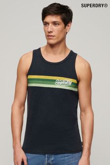 Superdry Blue Cali Striped Logo Vest (N46781) | $31