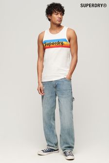 Superdry White Cali Striped Logo Vest (N46783) | 124 QAR