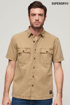 Superdry Brown Military Short Sleeved Shirt (N46789) | $86