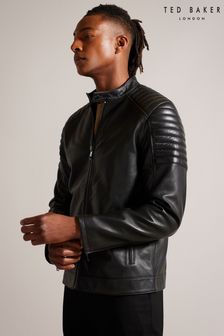 Ted Baker Black Racer Branddo Leather Jacket (N46881) | 1,887 QAR