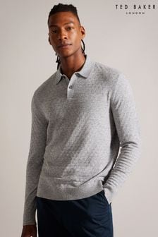 Ted Baker Grey Morar Stitch Knitted Polo Shirt (N46883) | 512 QAR