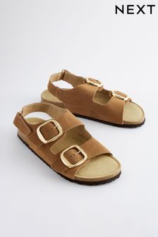 Golden Tan Back Strap Leather Footbed Sandals (N46977) | MYR 154