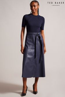 Ted Baker Blue Matiar Short Sleeve A-Line Midi Dress (N47042) | OMR129