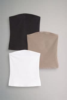 The Set Black/Nude/White 3 Pack Bandeau Tops (N47127) | $20