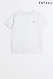 River Island White Chrome Boys Textured T-Shirt (N47196) | €20 - €22.50
