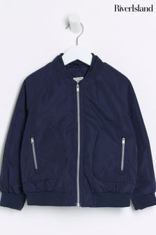 River Island Dark Blue Boys Nylon Bomber Jacket (N47240) | OMR17