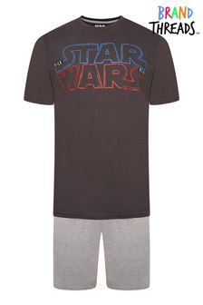 Brand Threads Grey Star Wars Mens Short Pyjama Set (N47285) | SGD 35
