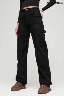 Superdry Black Wide Carpenter Trousers (N47318) | OMR31