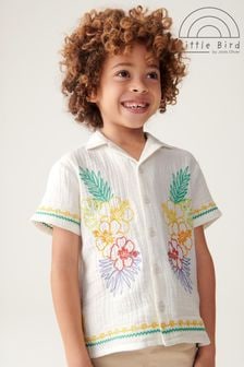 Little Bird by Jools Oliver Cream 100% Cotton Colourful Hawaiian Shirt (N47359) | $27 - $38